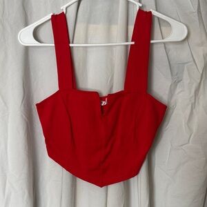 Blue Blush Red Square-Neck Crop Top with Wide Straps